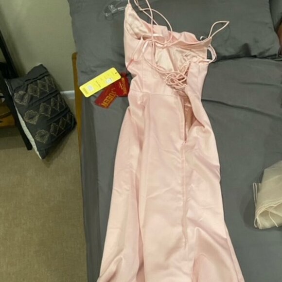 NWT May Queen MQ1594 Satin Prom Dress Purple Size 2 - Picture 8 of 10